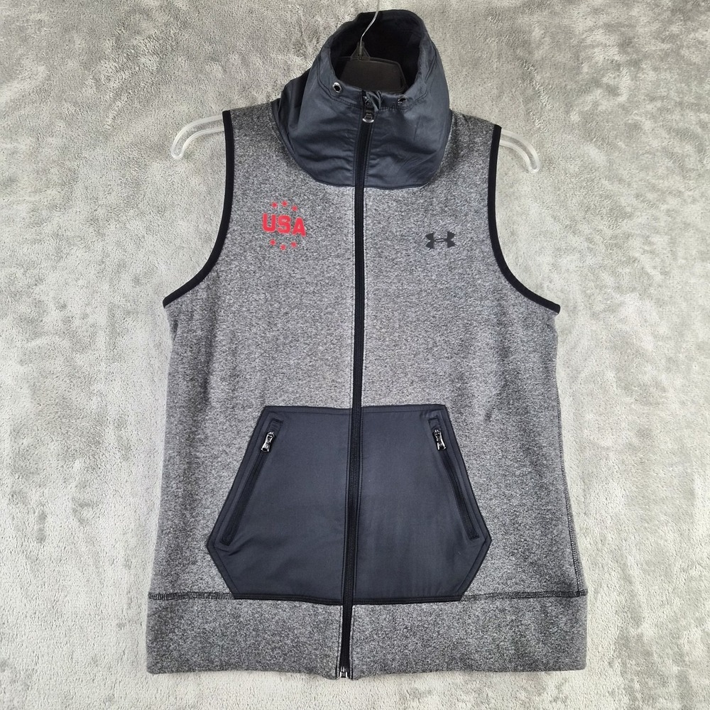Under Armour ColdGear Fleece Vest Womens Small USA Olympic Team Full Zip Logo